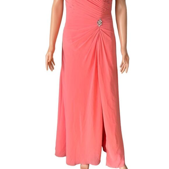 MORI LEE by Madeline Gardner Strapless Coral Gown Size 8 - Picture 9 of 14
